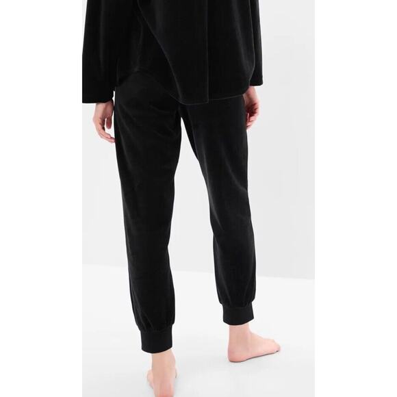 GAP BODY Women's Soft Velour Jogger Lounge Pants Elastic Waist Black S NEW NWT - Picture 3 of 4